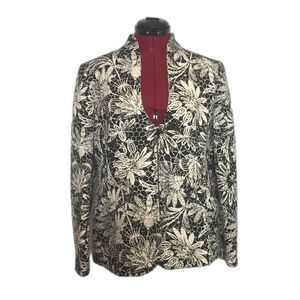 Linda Allard for Ellen Tracy Black & White Silk-Blend Blazer Women's Size 12